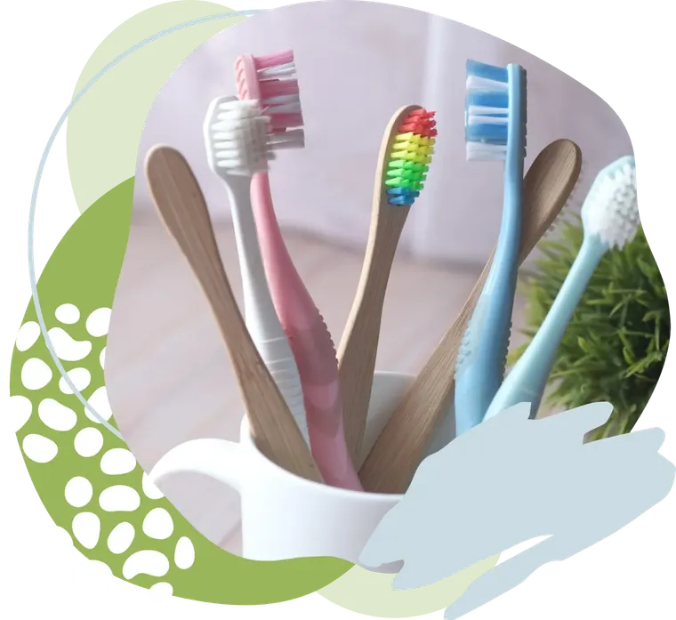 Toothbrushes in a mug